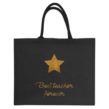 Sac cabas Cadeau Maîtresse personnalisé Toile de jute noire